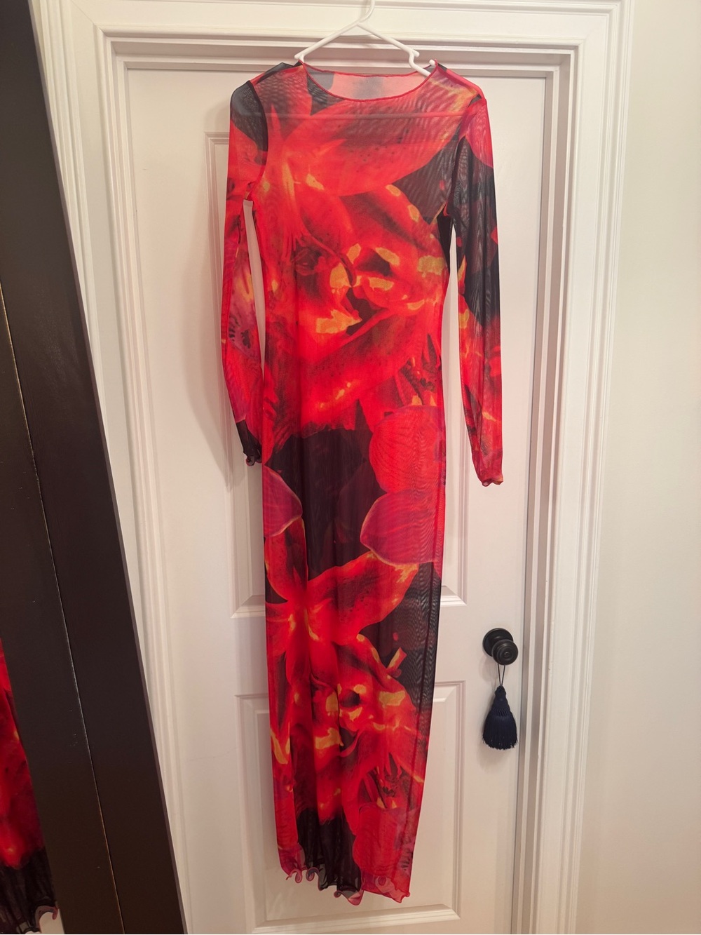 SAME MESH MAXI DRESS Red Tropical - Picture 7 of 10
